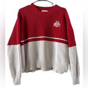 Wear by Erin Andrews Ohio State Buckeyes Knit Crop Chunky Sweater Size Medium
